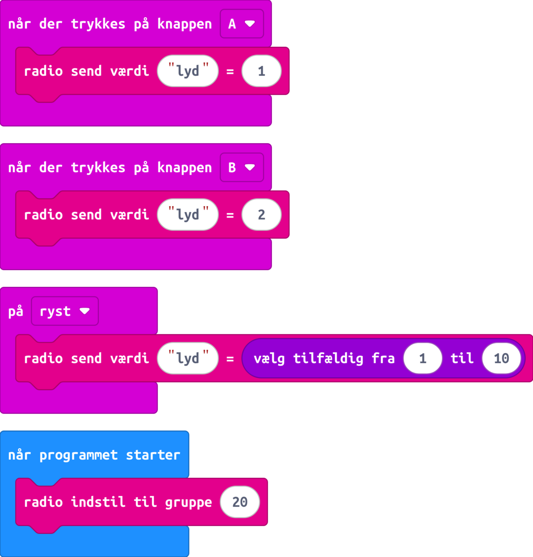 MakeCode-blokke: 🎮 Lydfjernbetjening