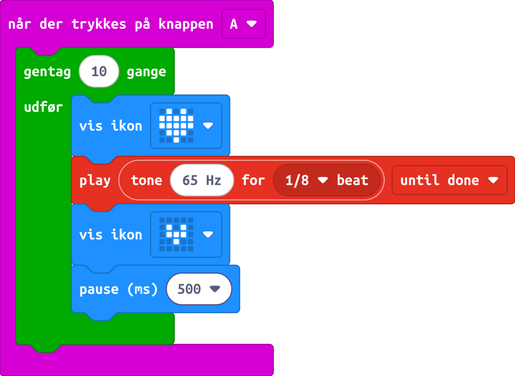 MakeCode-blokke: d-hjerte