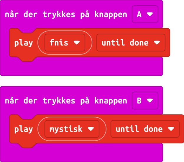 MakeCode-blokke: d-lyde