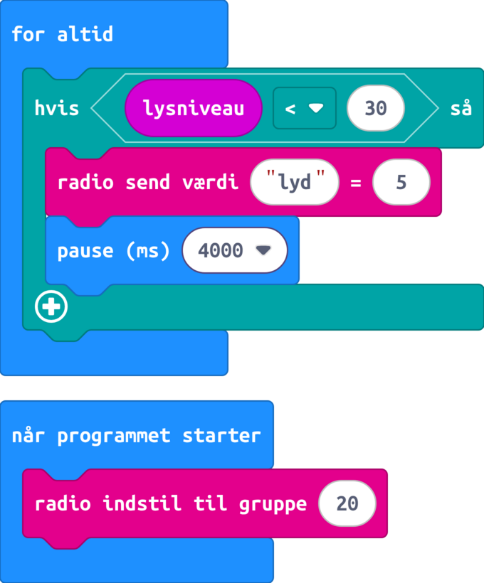 MakeCode-blokke: d-skygge