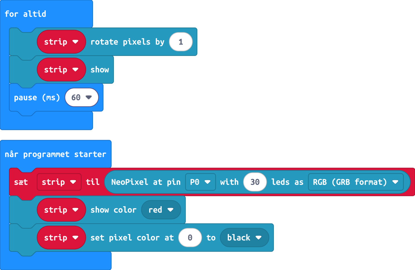 MakeCode-blokke: l-jagt