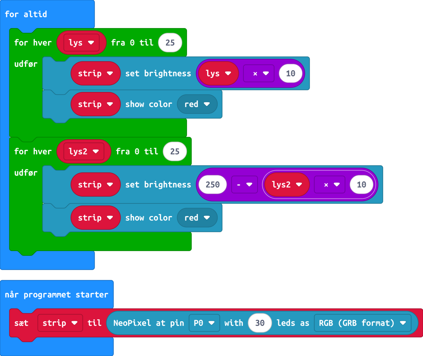 MakeCode-blokke: l-puls